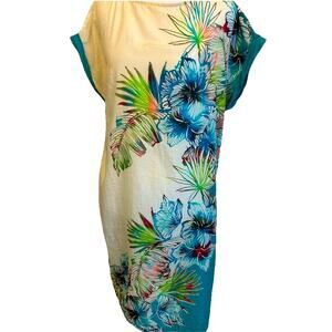 Tommy Bahama shift dress S Silk Cotton Floral Hawaiian coastal boho Resort Wear